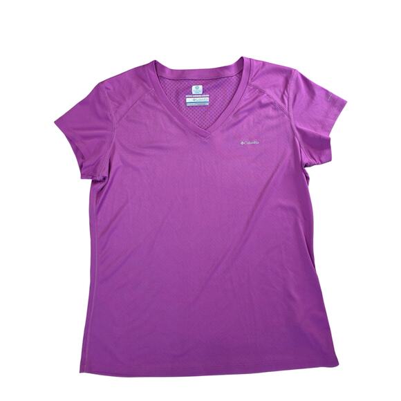 Columbia Women's Pink Activewear V‑Neck Lightweight Hiking/Workout Top Size L - Picture 1 of 7